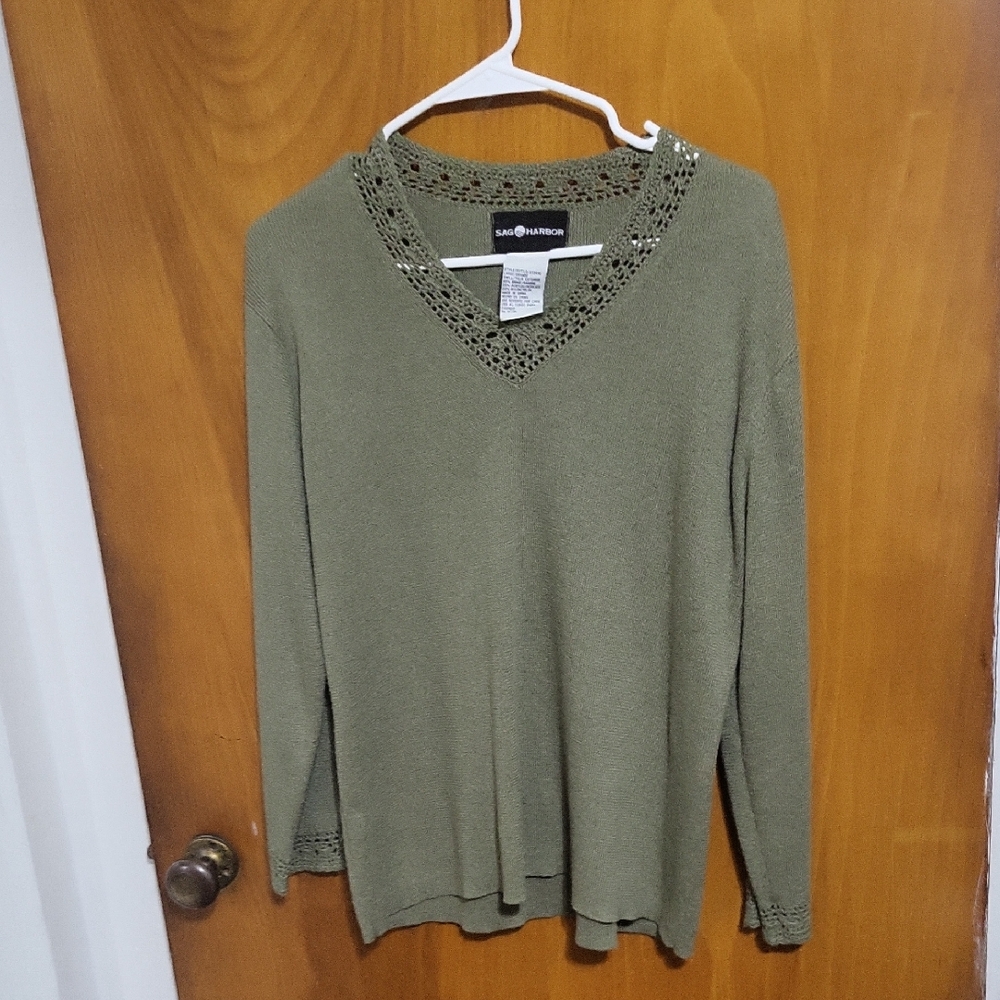 Womens Green Sweater Size Large By Sag Harbor